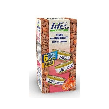 LIFE CAT MULTIPACK 6X50GR TONNO GAMBERETTI