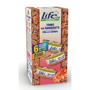 LIFE CAT MULTIPACK 6X50GR TONNO GAMBERETTI