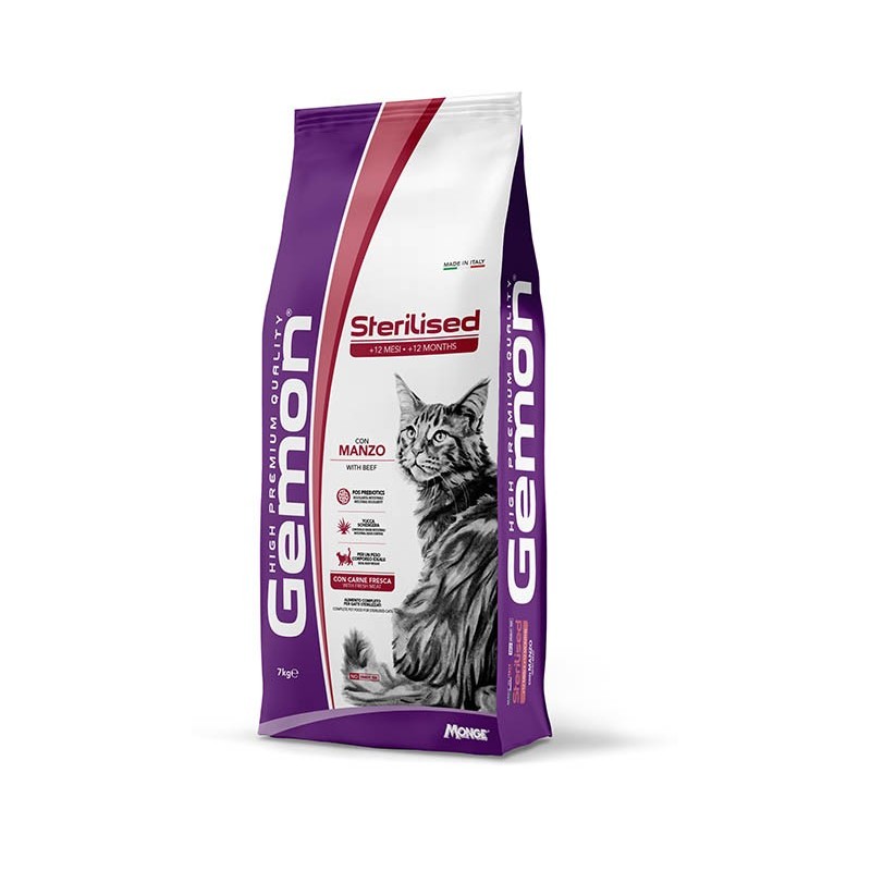 GEMON CAT ADULT STERILIZZATO MANZO 7KG **acquisto minimo 2 sacchi*prezzo riferito alla singola confezione*