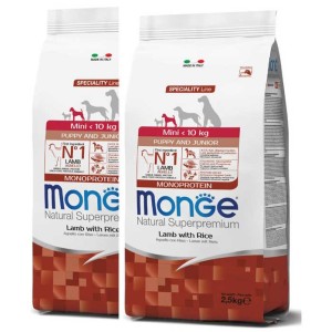 MONGE MINI PUPPY AGNELLO E RISO KG.7,5 *acquisto minimo 2 sacchi*prezzo riferito alla singola confezione*