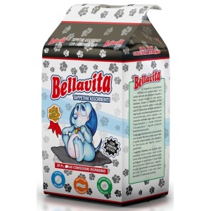 BELLAVITA TAPPETINI ASSORBENTI CON CARBONE ATTIVO CM.90X60 30 PEZZI