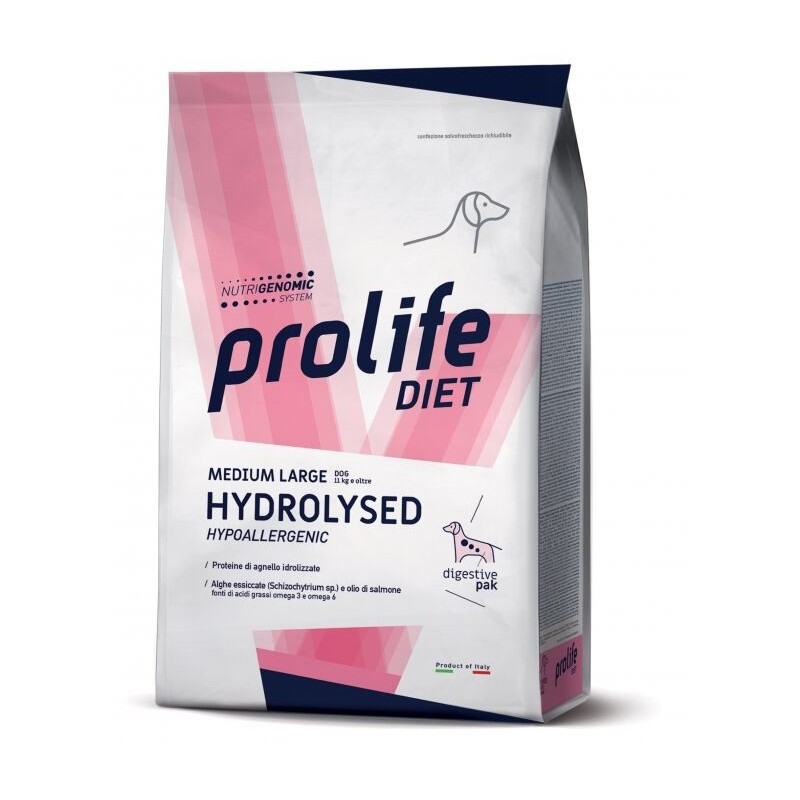 PROLIFE..VETERINARY DIET DOG HYDROLIZED LAMB MEDIUM/LARGE KG.8 **spedizione gratis**