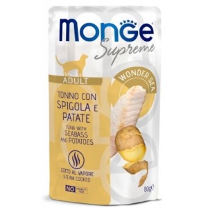 MONGE SUPREME BUSTA GR.80 ADULT TONNO SPIGOLA PATATE