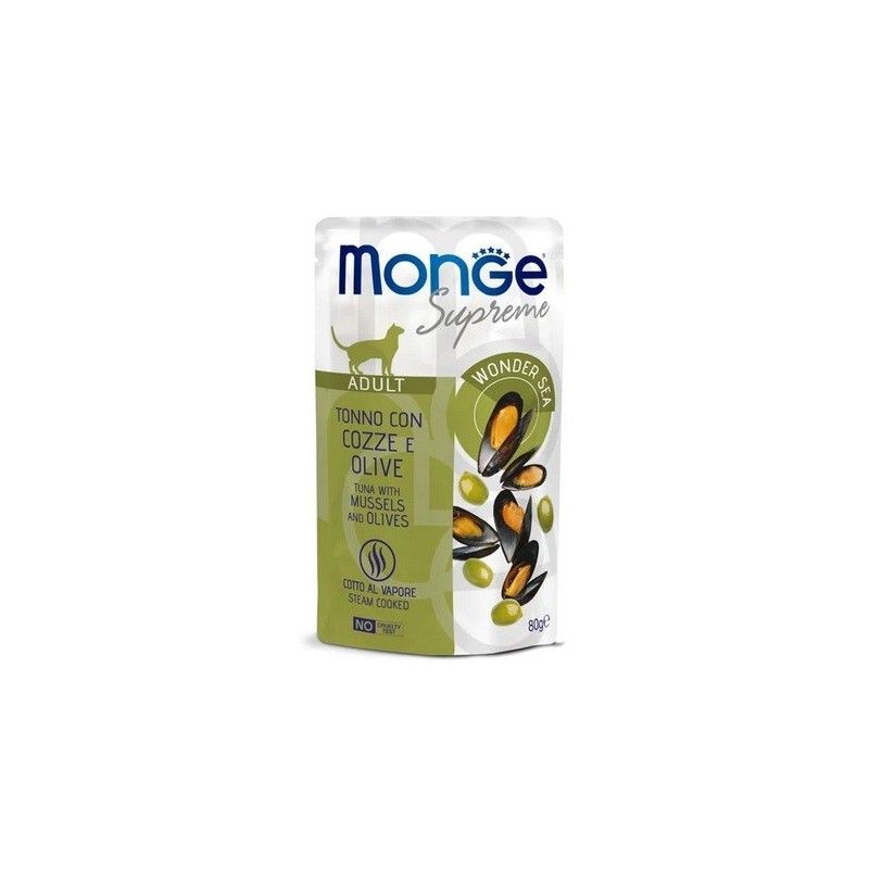 MONGE SUPREME BUSTA GR.80 ADULT TONNO COZZE OLIVE