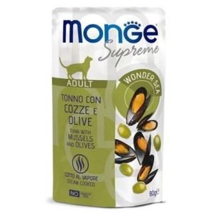 MONGE SUPREME BUSTA GR.80 ADULT TONNO COZZE OLIVE