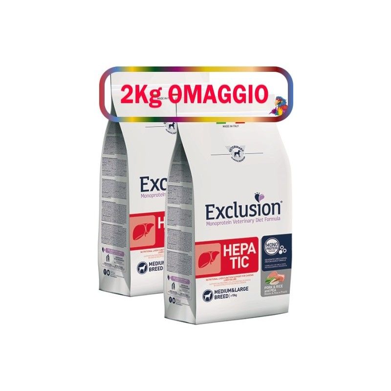 EXCLUSION DIET KG.12 HEPATIC MEDIUM LARGE**acquistimo minimo 2pz** 2kg omaggio