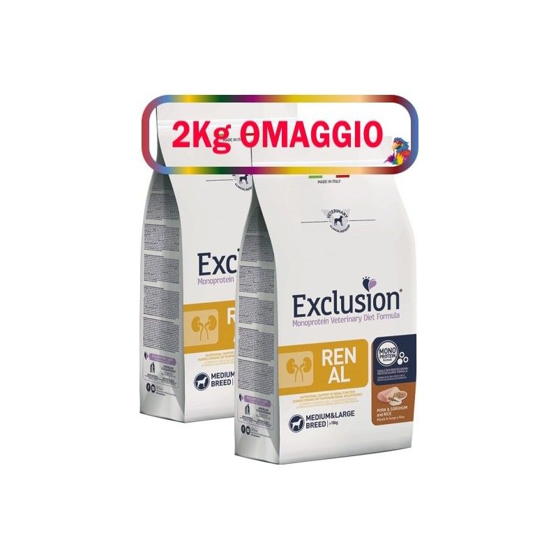 EXCLUSION DIET KG.12 RENAL MEDIUM & LARGE**acquistimo minimo 2pz** 2kg omaggio