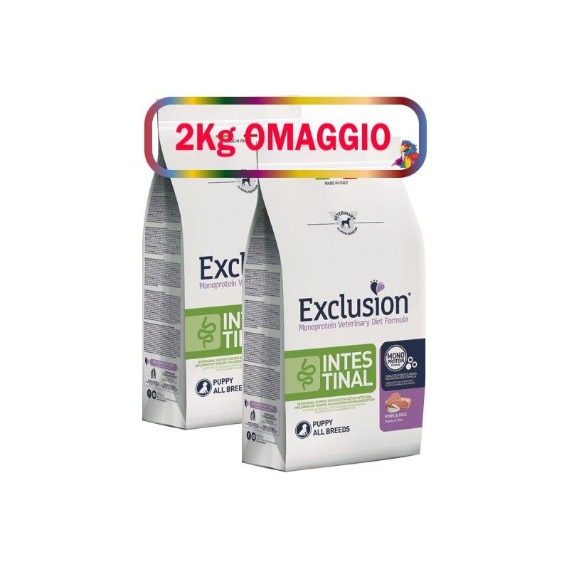 EXCLUSION DIET INTESTINAL PUPPY KG 12**acquistimo minimo 2pz** 2kg omaggio