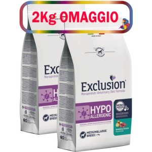 EXCLUSION HYPOallergenic VENISON MEDIUM/LARGE KG.12**acquisto minimo 2pz** 2kg omaggio