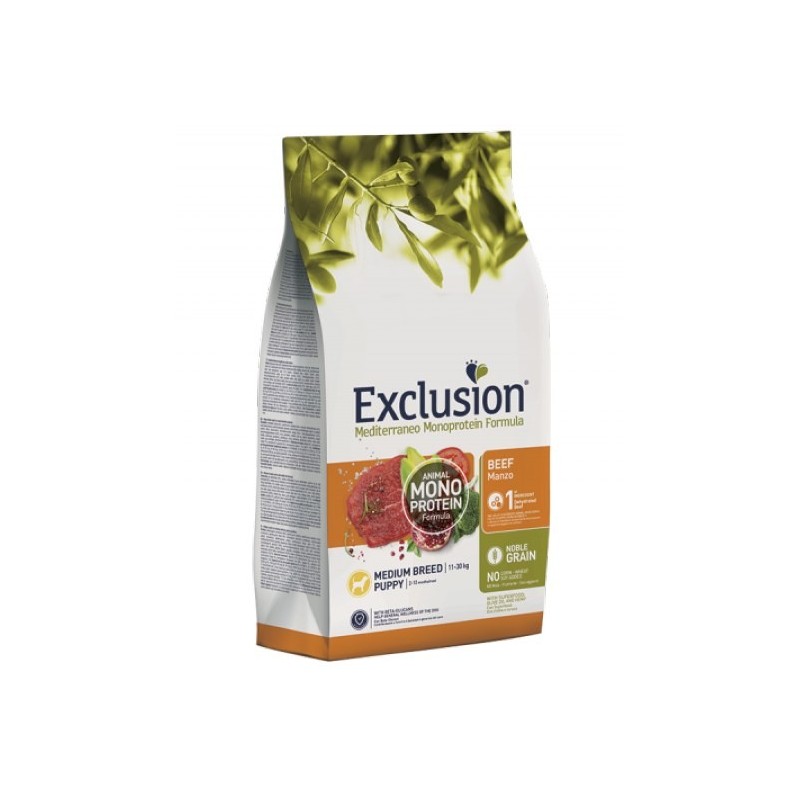 EXCLUSION MEDITERRANEO MONOPROTEIN PUPPY MEDIUM MANZO KG.3