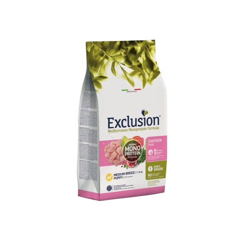 EXCLUSION MEDITERRANEO MONOPROTEIN PUPPY MEDIUM POLLO KG.12