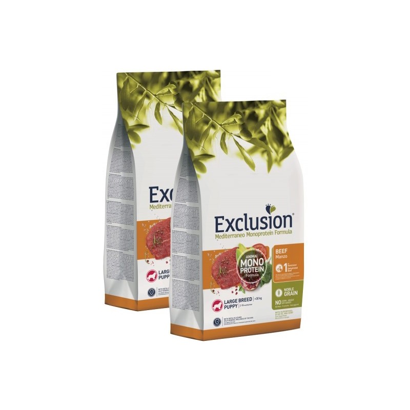 EXCLUSION MEDITERRANEO MONOPROTEIN PUPPY LARGE MANZO KG.12**acquisto minimo 2pz**