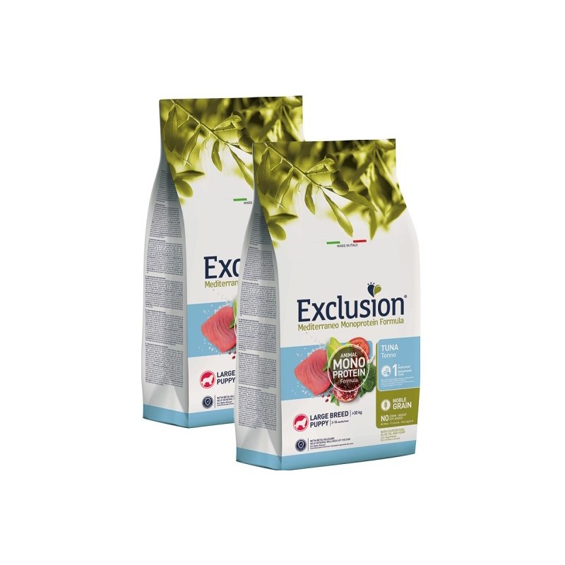 EXCLUSION MEDITERRANEO MONOPROTEIN PUPPY LARGE TONNO KG.12**acquisto minimo 2pz**