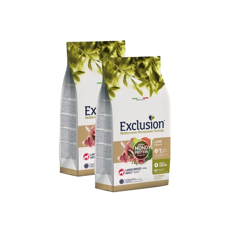 EXCLUSION MEDITERRANEO MONOPROTEIN ADULT LARGE AGNELLO KG.12**acquisto minimo 2pz**