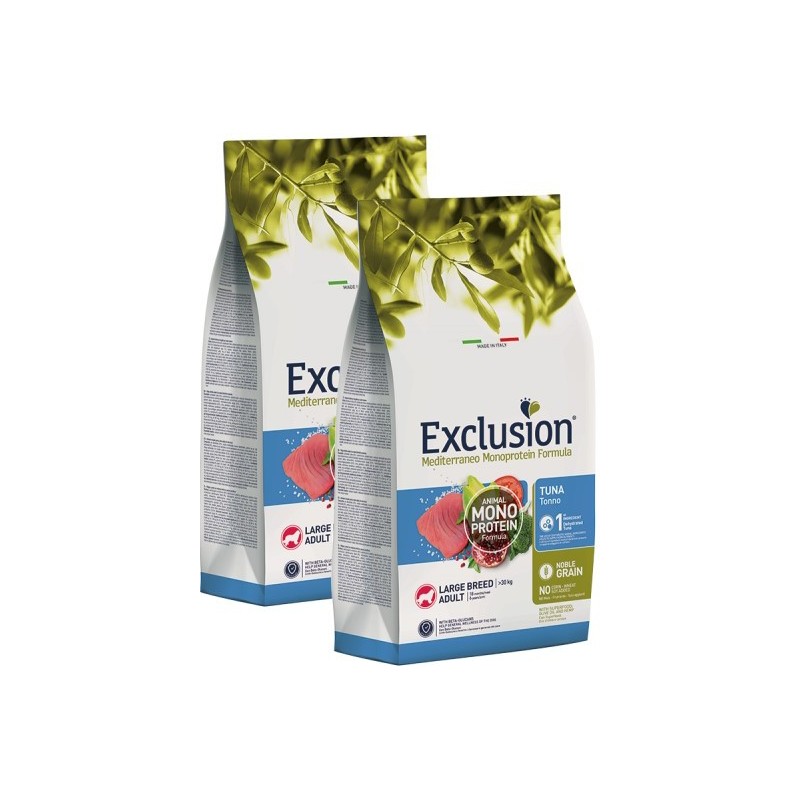 EXCLUSION MEDITERRANEO MONOPROTEIN ADULT LARGE TONNO KG.12**acquisto minimo 2pz**