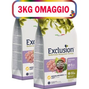 EXCLUSION MEDITERRANEO MONOPROTEIN LIGHT MEDIUM/LARGE KG.12**acquisto minimo 2pz**3kg omaggio