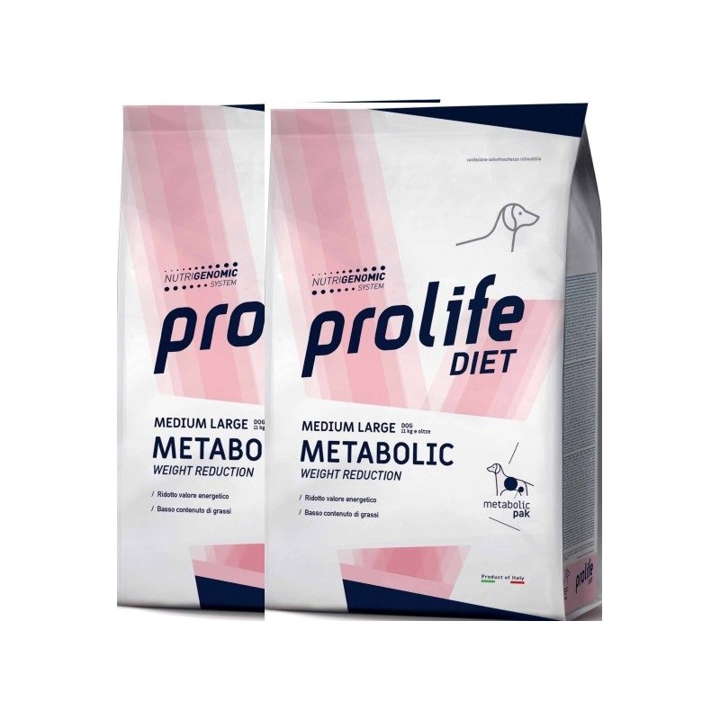 PROLIFE..VETERINARY DIET DOG METABOLIC WEIGHT REDUCTION MEDIUM/LARGE KG 8 *acquisto minimo 2 sacchi*prezzo riferito alla singola