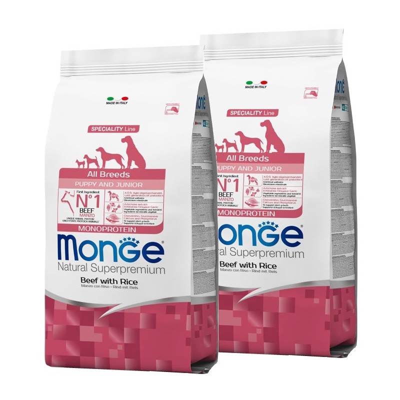 MONGE ALL BREEDS PUPPY MANZO RISO PATATE KG.12 **acquisto minimo 2 sacchi*prezzo riferito alla singola confezione*