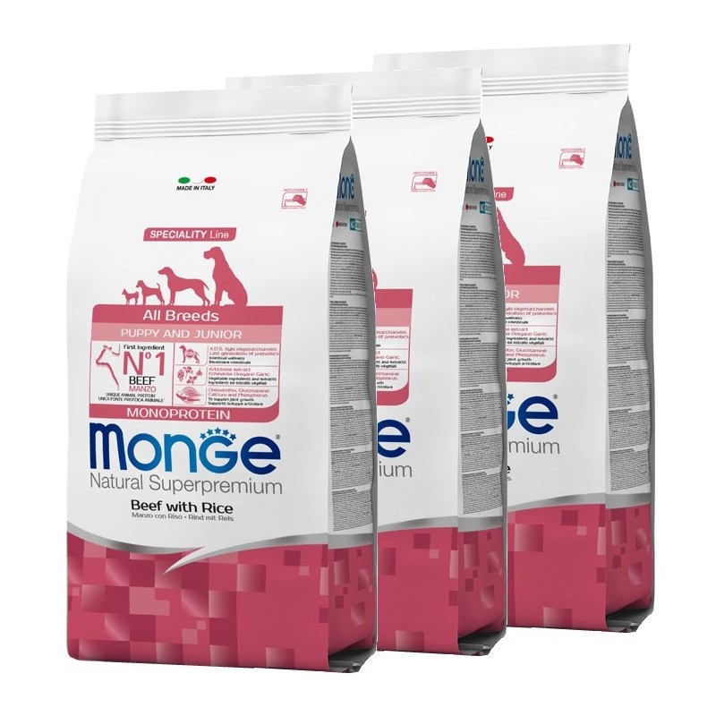 MONGE ALL BREEDS PUPPY MANZO RISO PATATE KG.12 *acquisto minimo 3 sacchi*prezzo riferito alla singola confezione*