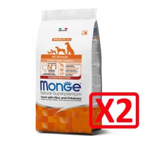 MONGE ALL BREEDS PUPPY ANATRA RISO PATATE KG.12 **acquisto minimo 2 sacchi*prezzo riferito alla singola confezione*