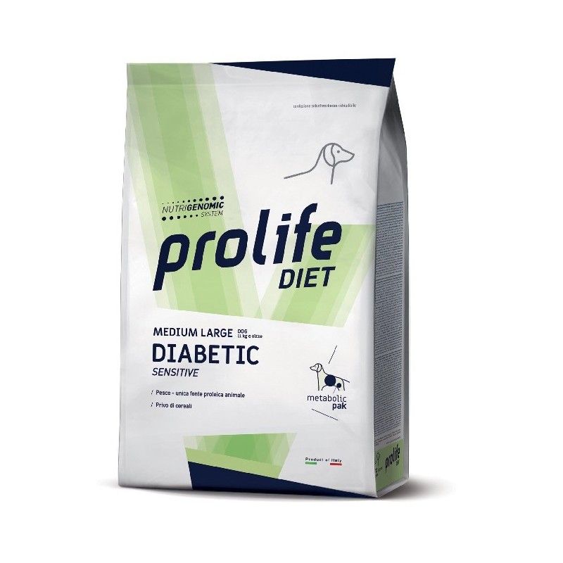 PROLIFE..VETERINARY DIET DOG DIABETIC MEDIUM LARGE KG.8 **spedizione gratis**