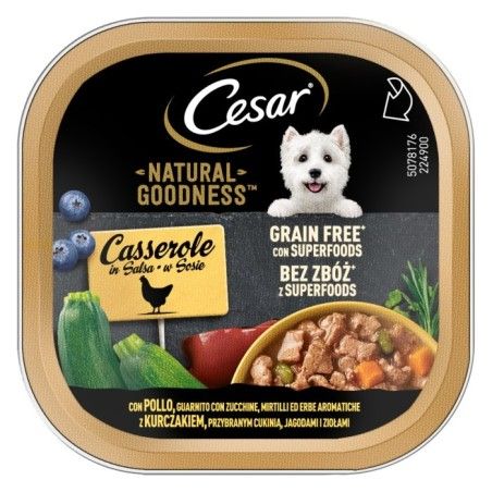 CESAR VASCH.100gr natural goodness CASSEROLE POLLO ZUCCHINE MIRTILLI ERBE AROMATICHE