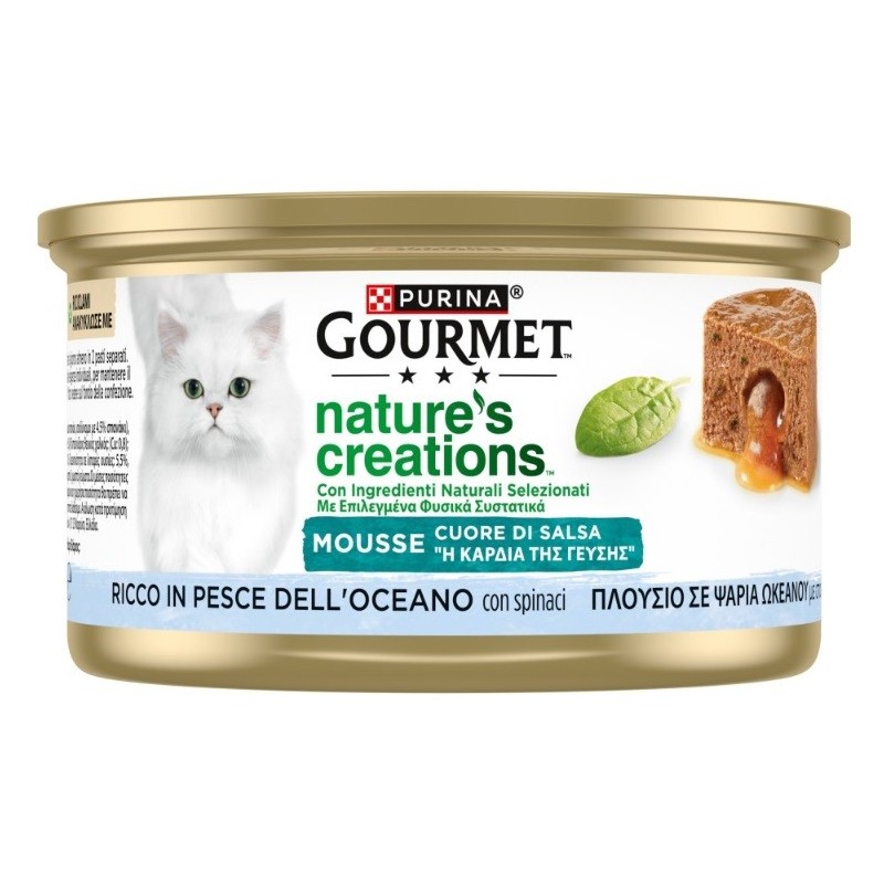 GOURMET NATURE'S C. 85GR MOUSSE CUORE DI SALSA PESCE OCEANO CON SPINACI 