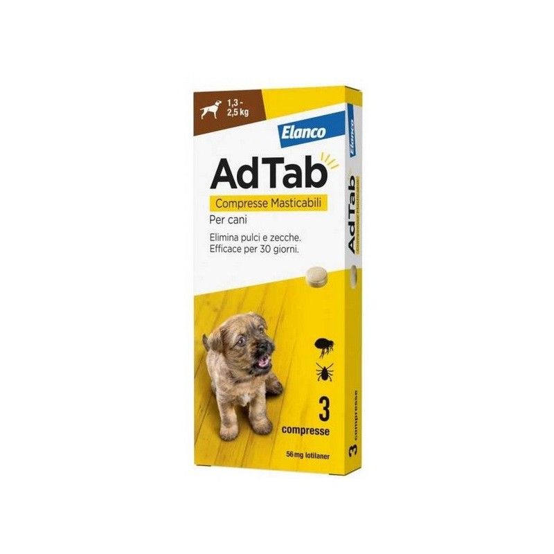 AdTab COMPRESSE MASTICABILI PER  Cani da 1,3 – 2,5 Kg