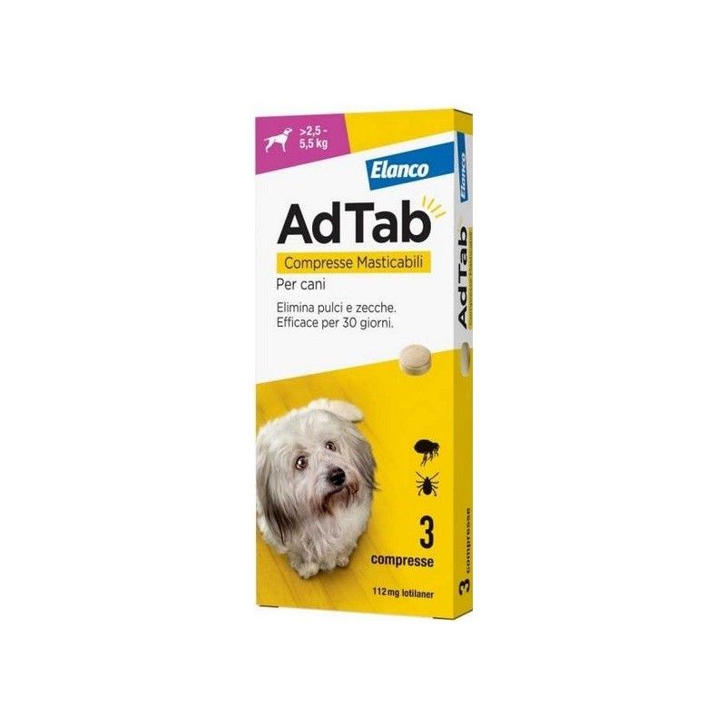 AdTab COMPRESSE MASTICABILI PER Cani da 2,5 – 5,5 Kg