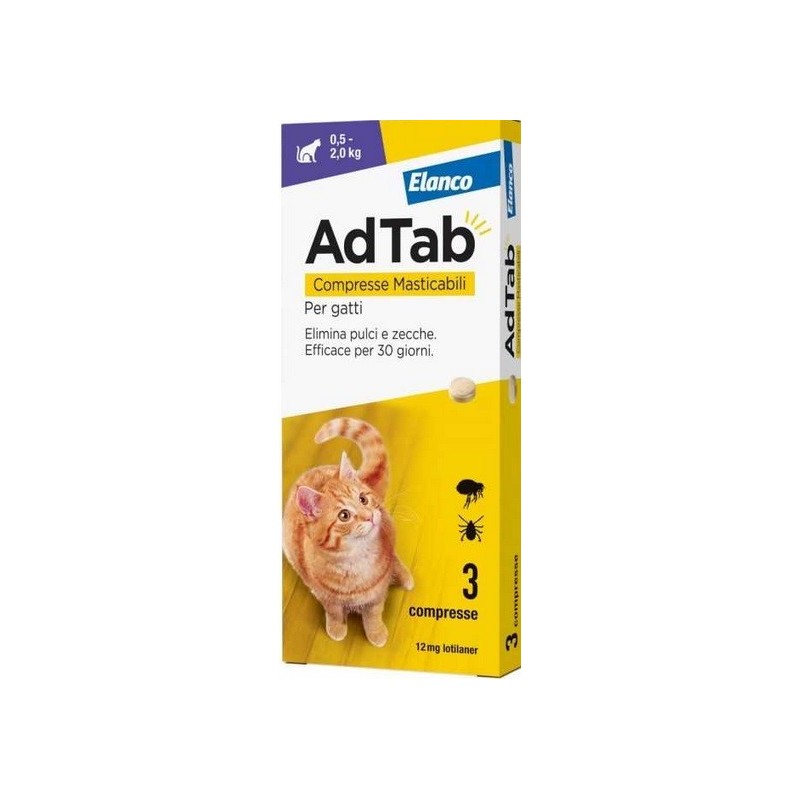 AdTab COMPRESSE MASTICABILI PER GATTI da 0,5 – 2 Kg