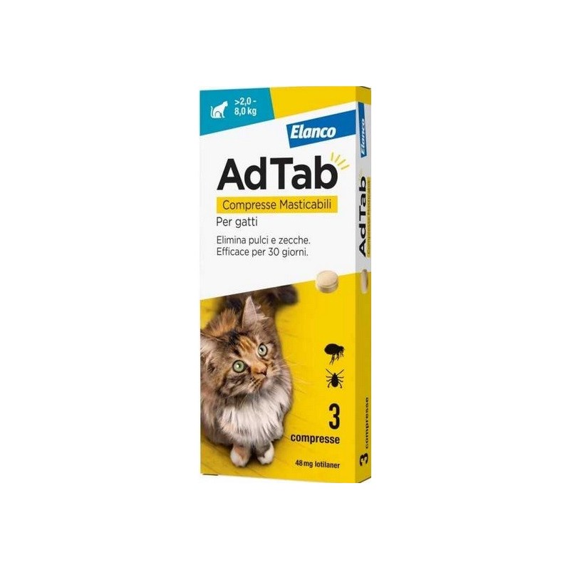AdTab COMPRESSE MASTICABILI PER GATTI da 2 – 8 Kg