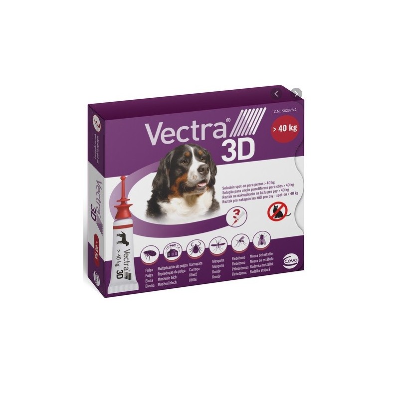 VECTRA 3D DOG OLTRE 40 KG  - 3 PIPETTE - **Acquisto minimo 2 CONFEZIONI*prezzo riferito alla singola confezione**SPEDIZIONE GRAT