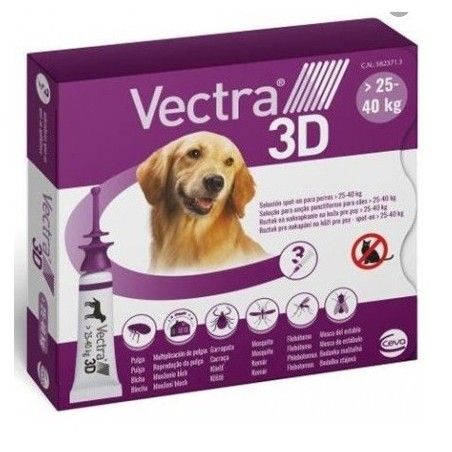 VECTRA 3D DOG 25-40 KG - 3 PIPETTE **Acquisto minimo 2 CONFEZIONI*prezzo riferito alla singola confezione**SPEDIZIONE GRATIS**