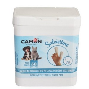 CAMON SALVIETTE MONOUSO DA DITO PER LA PULIZIA DEI DENTI 50 PEZZI