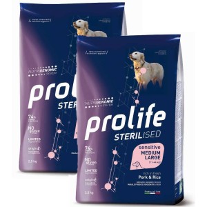 PROLIFE DOG 12 KG STERILIZED SENSITIVE PORK & RICE **acquisto minimo 2 sacchi*prezzo riferito alla singola confezione*