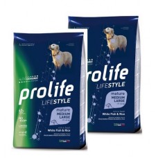 PROLIFE..DOG LIFE STYLE MATURE WHITE FISH & RICE - MEDIUM / LARGE KG. 12 X 2 PZ*prezzo riferito alla singola confezione*